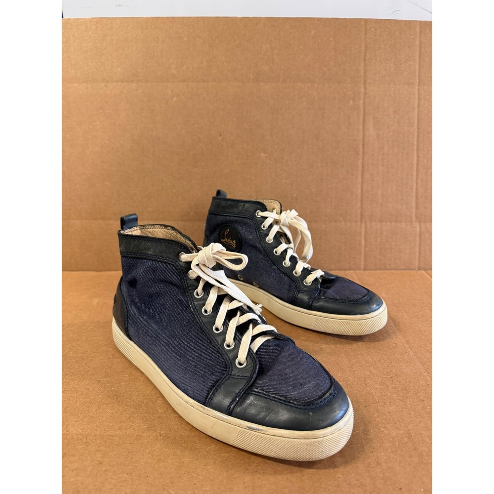 Christian Louboutin Rantus Orlato High Top Sneakers Navy Blue Mens Size 41 EU